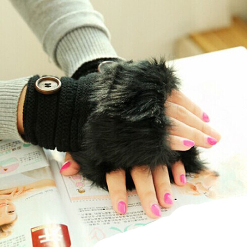 Vrouwen Warm Winter Faux Konijnenbont Pols Vingerloze Handschoenen Wanten Vrouwen Winter Pols Arm Hand Warmer Vingerloze Handschoenen