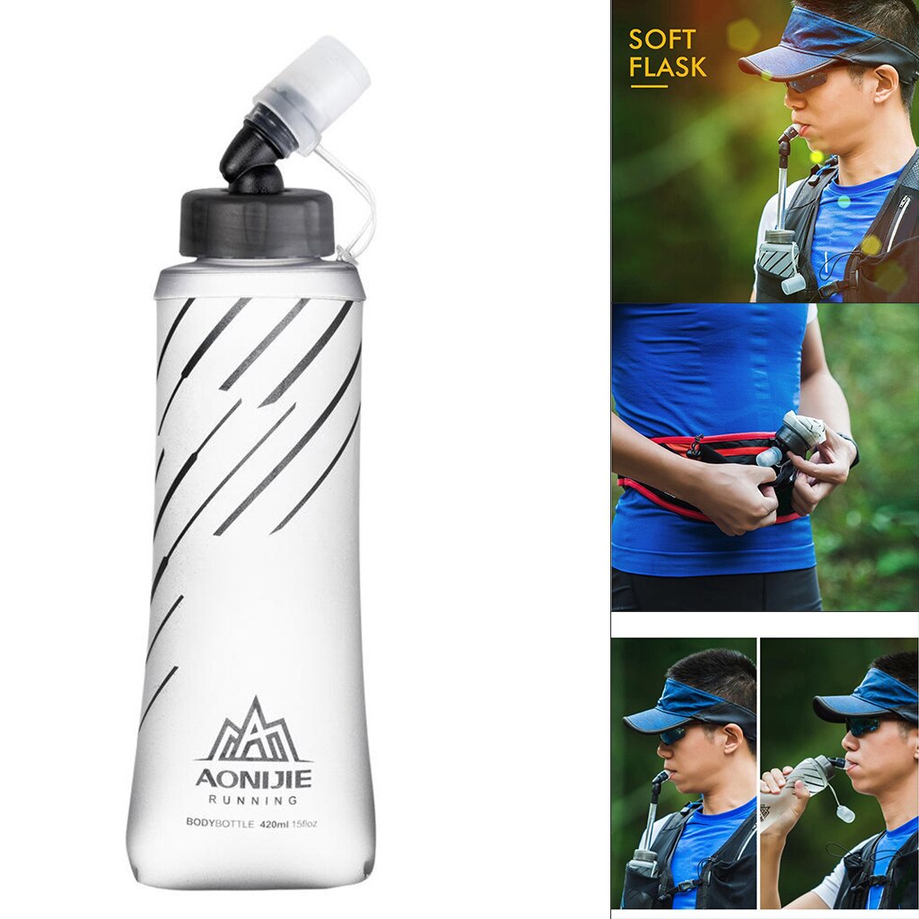 Zachte Kolf Running Opvouwbare Water Fles Fietsen Fles Voor Hydration Pack: 420ml Gray