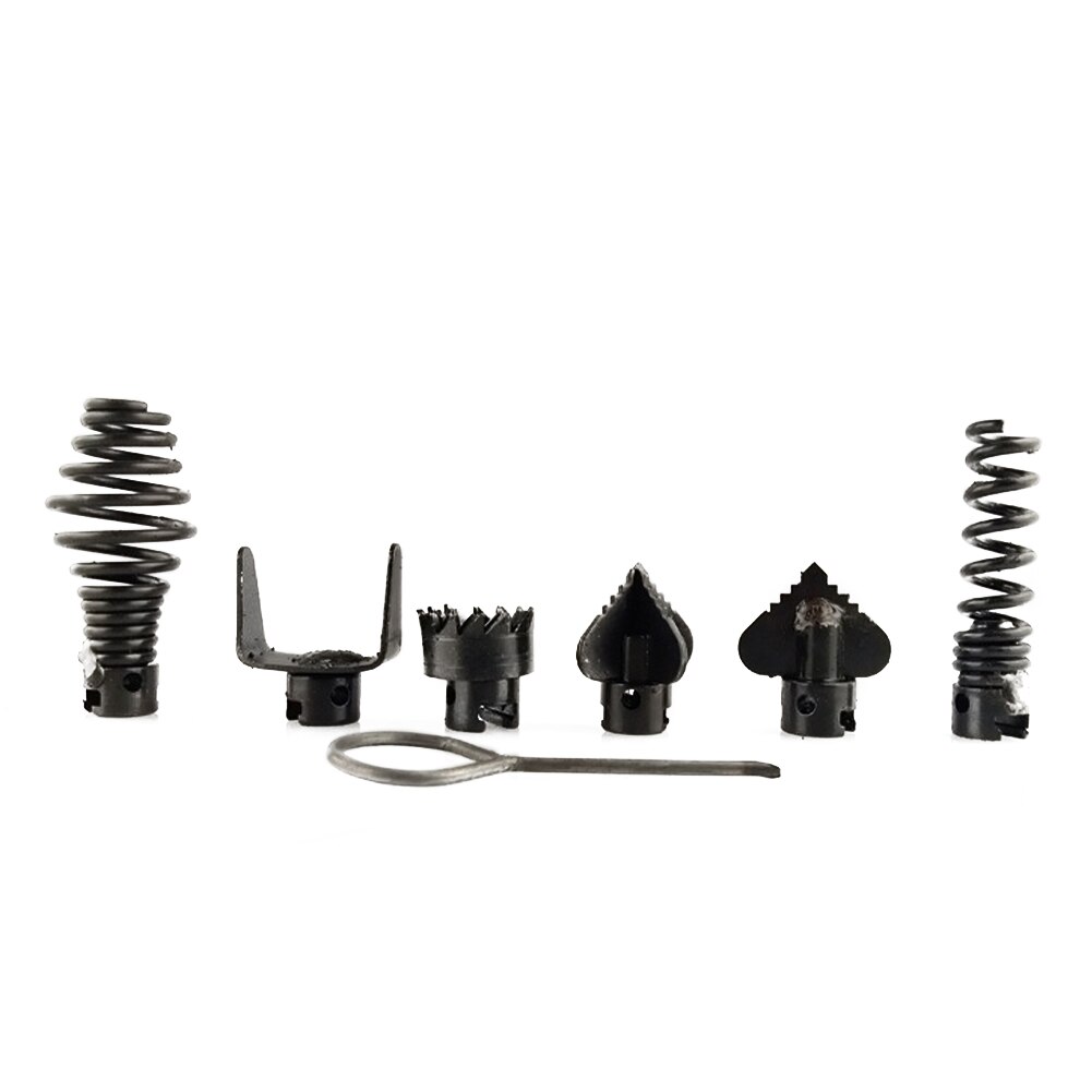 7pcs/set Cleaning Machine 16mm Portable Home With Key Drain Pipe Dredge Cutter Heads Manganese Steel Durable Tool
