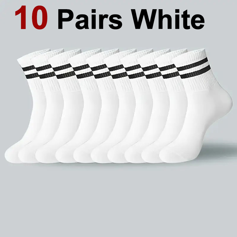 6/10/20 paires de chaussettes mi-tube à rayures neutres, absorbant la sueur, respirantes, douces et confortables, chaussettes de sport et de loisirs pour Couple: Bleu