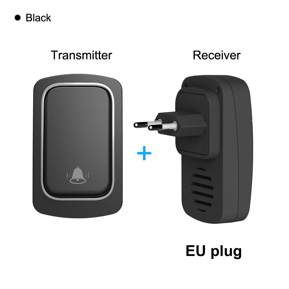 AVATTO No Battery Required Intelligent Wireless Doorbell, 150M IP68 Waterproof Welcome Bell Home Door Bell Smart Home Security: 1 Black EU WD01