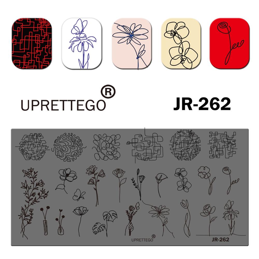 Edelstahl Stanzen Platte Vorlage Geometrie Linie Abstrakte Skizze Blume Gesichts Valentine Ethnische Nagel Werkzeug JR261-270