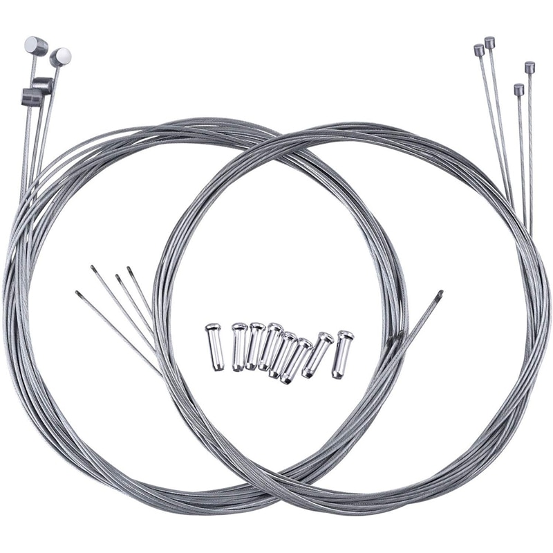 2 sets mountainbike remkabels versnellingskabels en kabeleindklemset, versnellingskabel t-type klauw fijne staaldraad