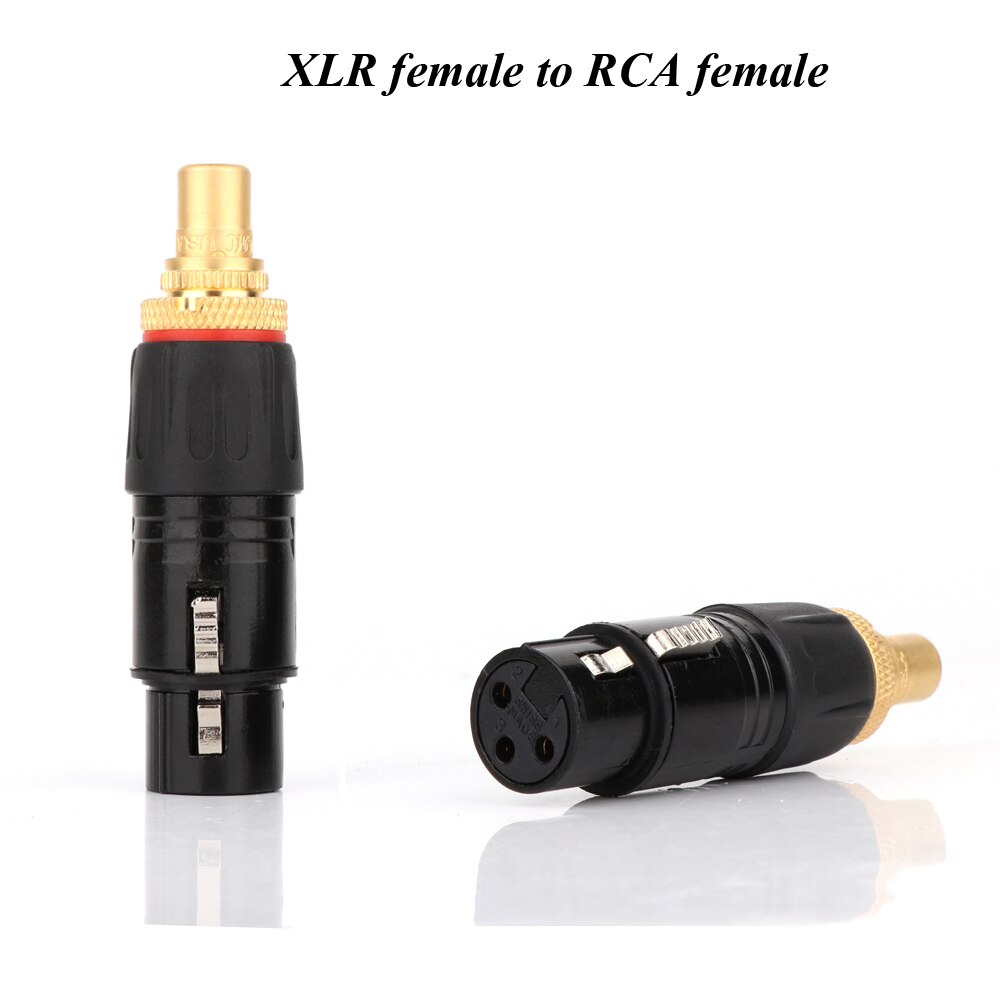 2PC NEUTRIK XLR male to RCA Female Socket Adapter plated gold RCA plug XLR to RCA Female Socket Adapter Gold Balanced Cable Plug: XLR F to RCA F