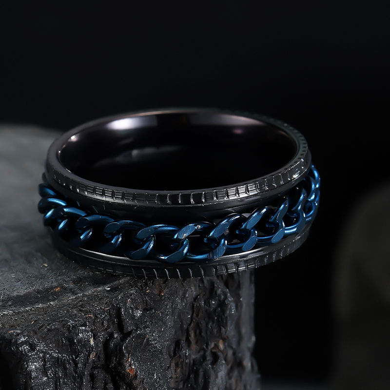 I metal spinner fidget fede ringe til mænd rustfrit stål roterbar kæde angst lindring spinning ring anillo antiestres