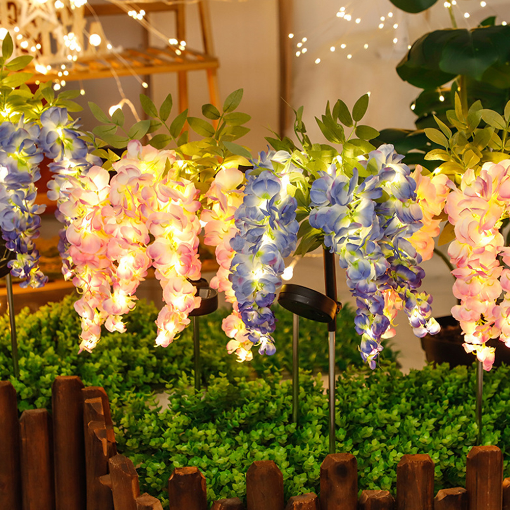 Solar Flowers Light Outdoor Garden Lawn Lamps Solar Wisteria Flower Landscape Light Courtyard Garden Ground Plug Light Decor