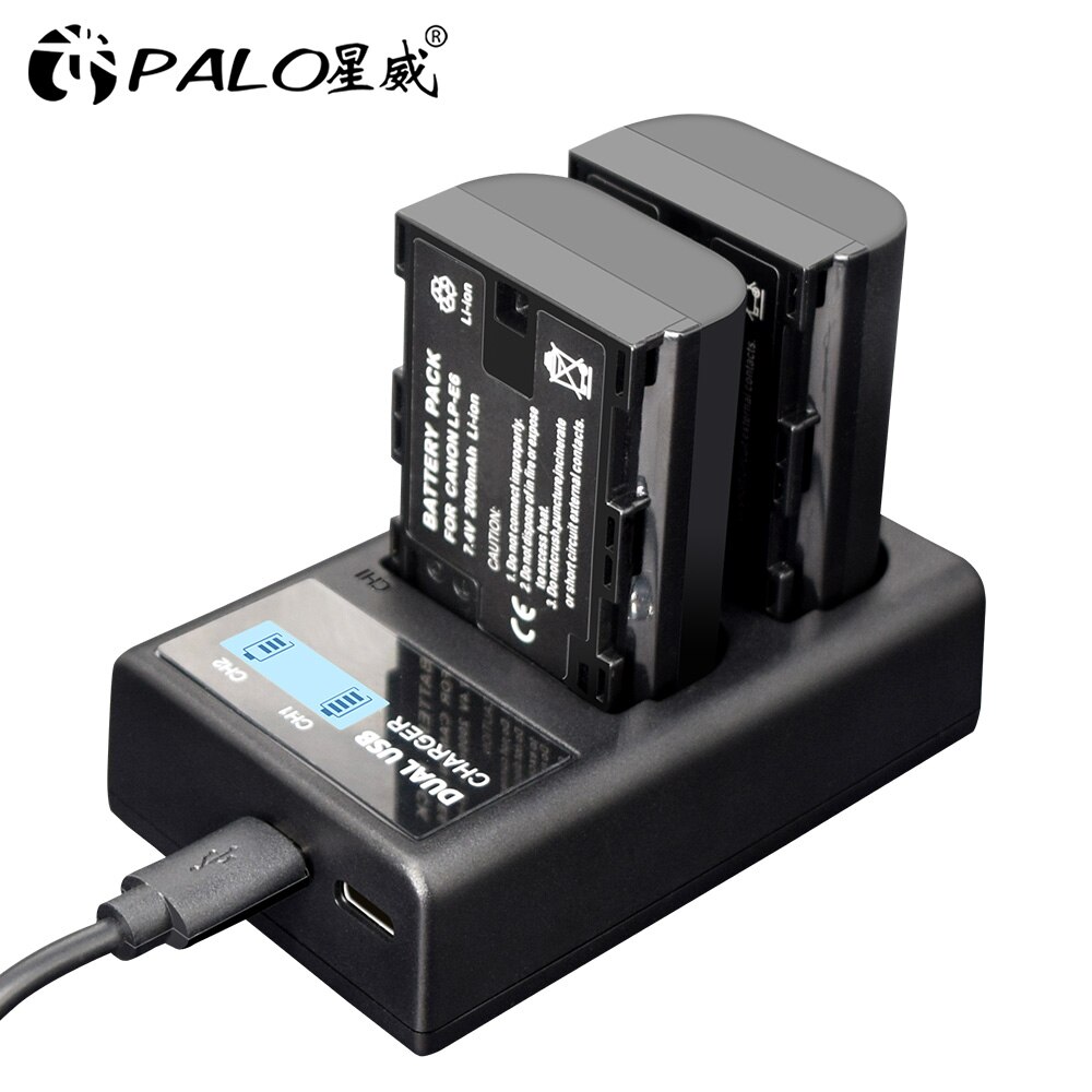 LP-E6 / LP-E6N Battery & LCD Charger Kit For Canon Cameras (6D, 5D Mark III/IV, 7D, 60D, 90D, Etc.)
