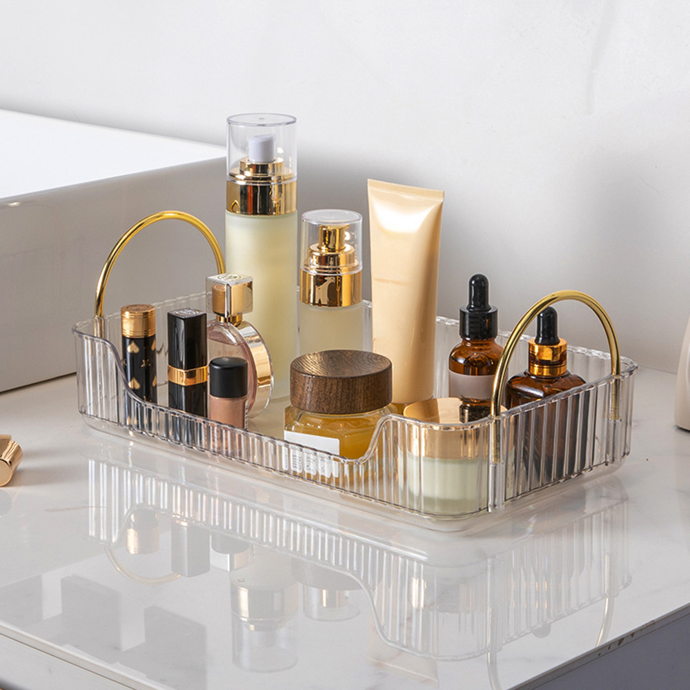 Premium Cosmetic Organizer for Bathroom Minimalist Countertop Shelf Fashionable Storage: Clear