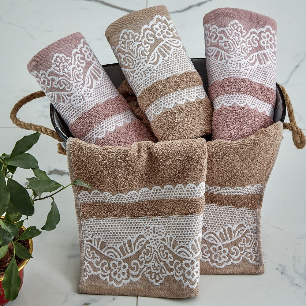 Turkisk handduk lyxig spets badhandduk strandhandduk ansiktshandduk set 4 st 50 x 85 cm broderade 100%  bomull turkiska handdukar set