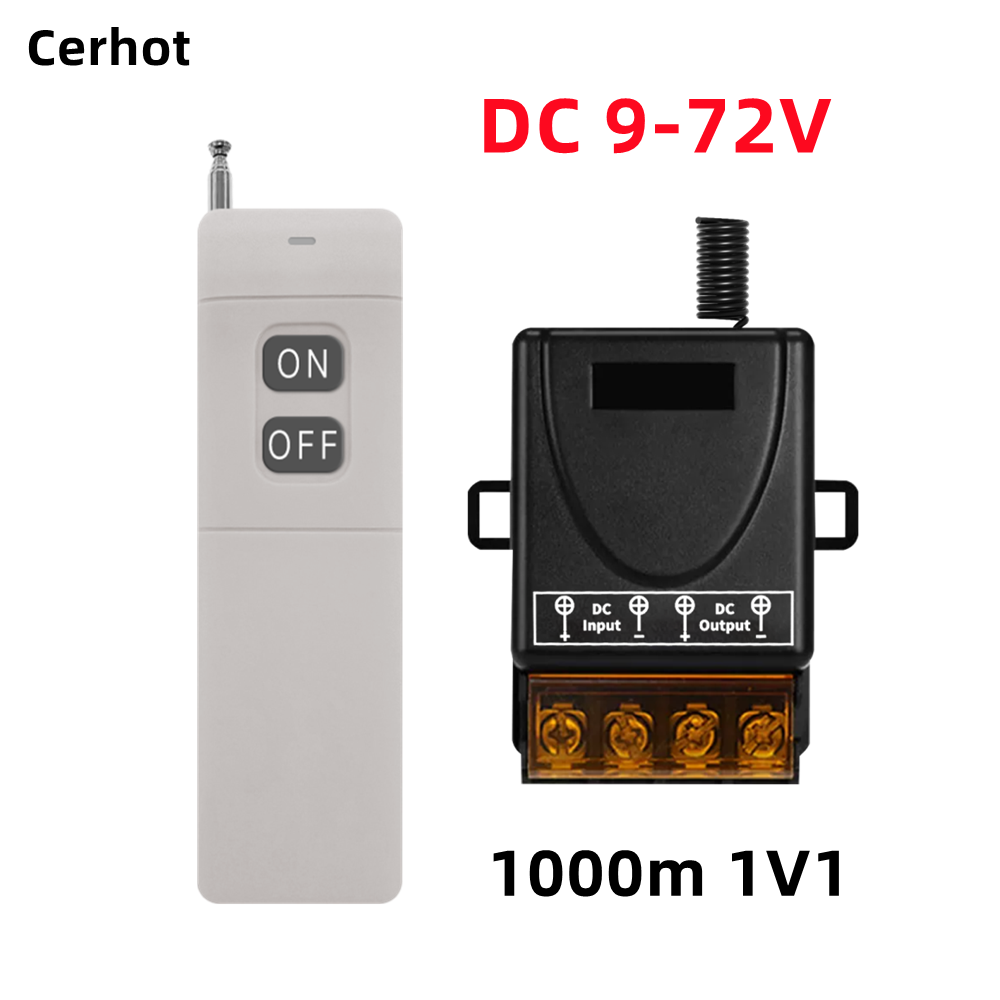 Cerhot interrupteur sans fil télécommande 30A 12V 24V 48V 72V voiture moto Circuit Modification équipement lumières interrupteur pompe à eau: Or