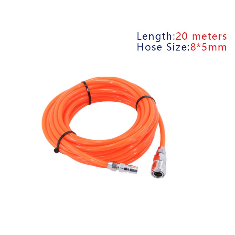 10M 15M 20M Pneumatic Pipe Air Pump Trachea Compressor Hose With Connector Straight High Pressure Flexible PU Gun 8x5mmTube: Red 20M