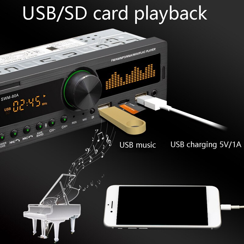 Auto Radio Stereo Afstandsbediening Digitale Bluetooth O Muziek Stereo 12V Auto Radio Mp3 Speler Usb/Sd/aux