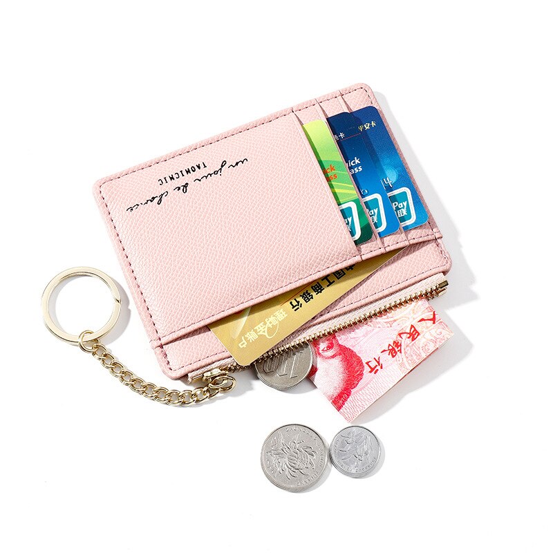 Women Wallets Zipper PU Leather Coin Purse Mini Key Chain Small Wallet Multi-card Bit Card Holder Card Holder