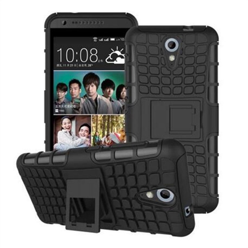 Voor Case HTC Desire 620 Cover Antiklopmiddelen Rubber & Hard Plastic Case Voor HTC Desire 620 Case 620G Telefoon Houder Voor HTC 620: Silicon / Zwart