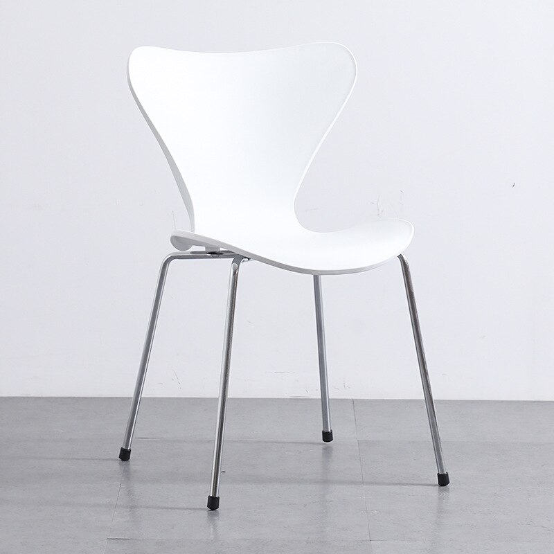 Chair Luxury Home Backrest Dining Chair Desk Simple Modern Backrest Stool Leisure Plastic Living Room Furniture Bedroom: White silver leg