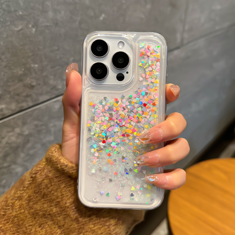 Glitter stjerne kjærlighet kvikksand deksel til iphone 16 15 14 pro max luksuriøst telefondeksel mykt klart destellos move arena fundaskjell jente: For iphone 15 pro / Beige
