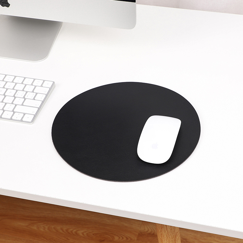Round Mouse Pad Single-sided Solid Color Universal Non-slip Pad Mouse Pad Suitable for Laptop Office PU Gaming Mouse Pad: XXS / black