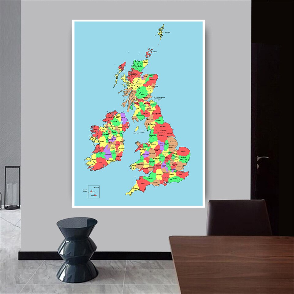 100*150cm The United Kingdom Map Wall Poster Non-woven Canvas Painting Living Room Home Decoration School Supplies