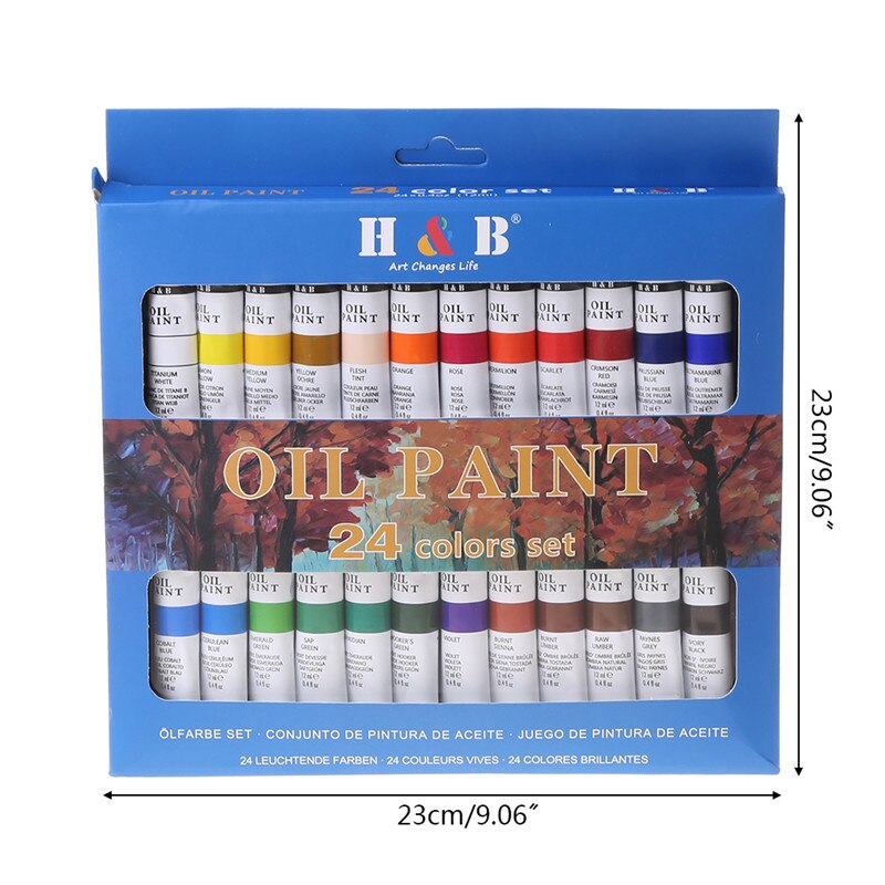 12ml 24 Colors Oil Painting Paint Drawing Pigment Wall Paint Tubes Set Artist Art Supplies for Beginner