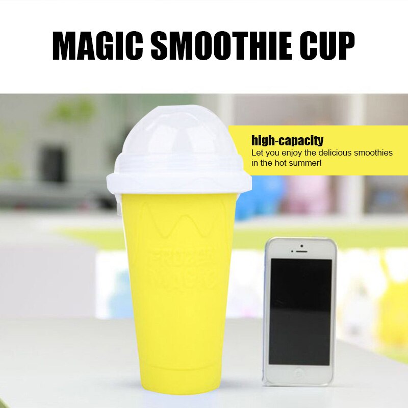 Slushie – tasse à smoothie rapide, tasse de refroidissement à double couche, à presser, fabricant de Slushy fait maison MD7: YELLOW