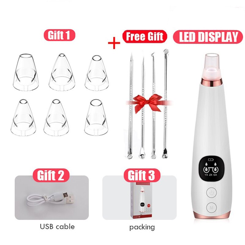 Microdermabrasion Blackhead Remover Vacuum Suction Face Pimple Acne Comedone Extractor Facial Pores Cleaner Skin Care Tools: 4 add Acne Needle