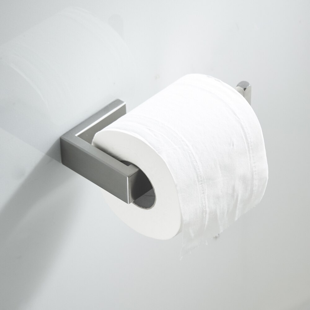 Set de accesorios para el baño de POIQIHY 304 SUS, ganchos cuadrados para batas, colgador de barra de toalla, soporte de papel higiénico de níquel cepillado con montaje en pared