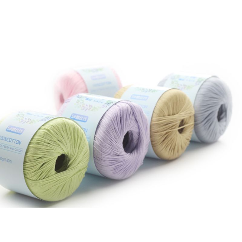1 Roll Mercerized Cotton Cord Thread Medium Fine Solid Color DIY Hand Knitting Yarn for Embroidery Crochet Pearl Lace
