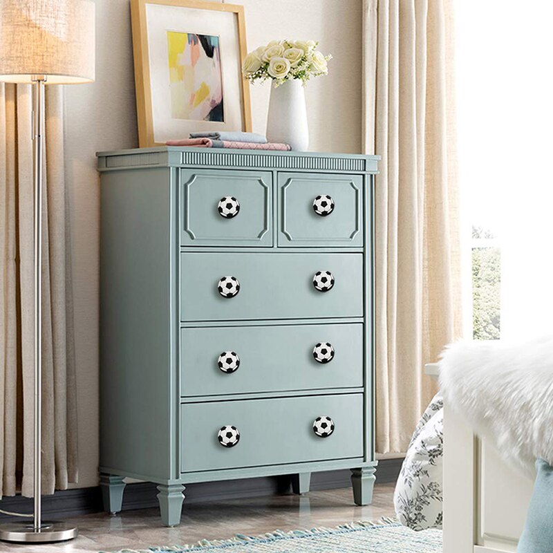 5/4/3/2/1Pcs Voetbal Lade Knoppen Soft Lade Knoppen Handvat Voetbal Vorm Knoppen voor Kinderkamer Kast Lade Kast Handgrepen