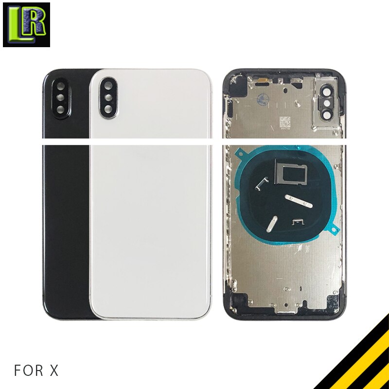 NUEVA cubierta de batería XS para IPhone X XS Max, cubierta trasera + marco medio del chasis + bandeja SIM + piezas de llave lateral, ensamblaje de carcasa