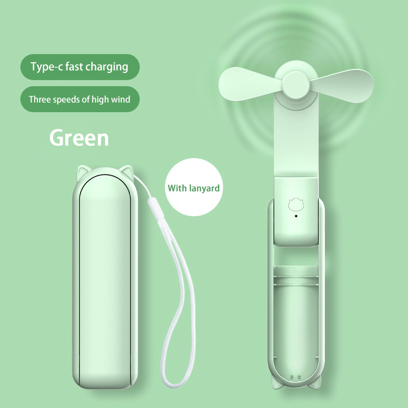 Mini Handheld Fan Small Pocket Fan USB Rechargeable Battery Fan Folding Cooling Hand Fan Mini USB Fan With Power Bank: light yellow