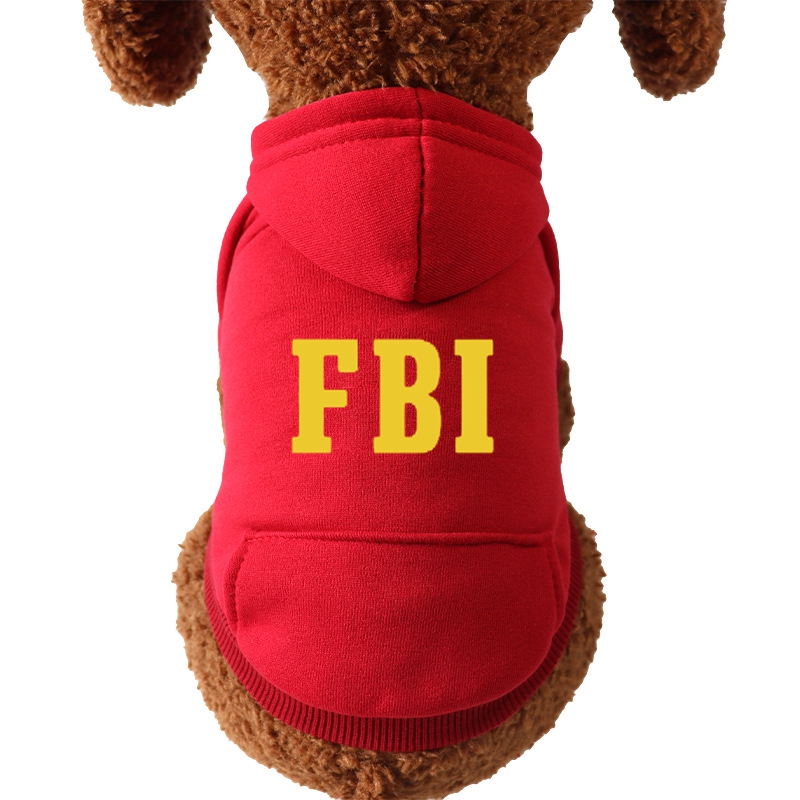 Winter Dog Hoodie Sweatshirts with Pockets Warm Dogs Clothes for Small Dogs Chihuahua Coat FBI Police Dog: S / Blue