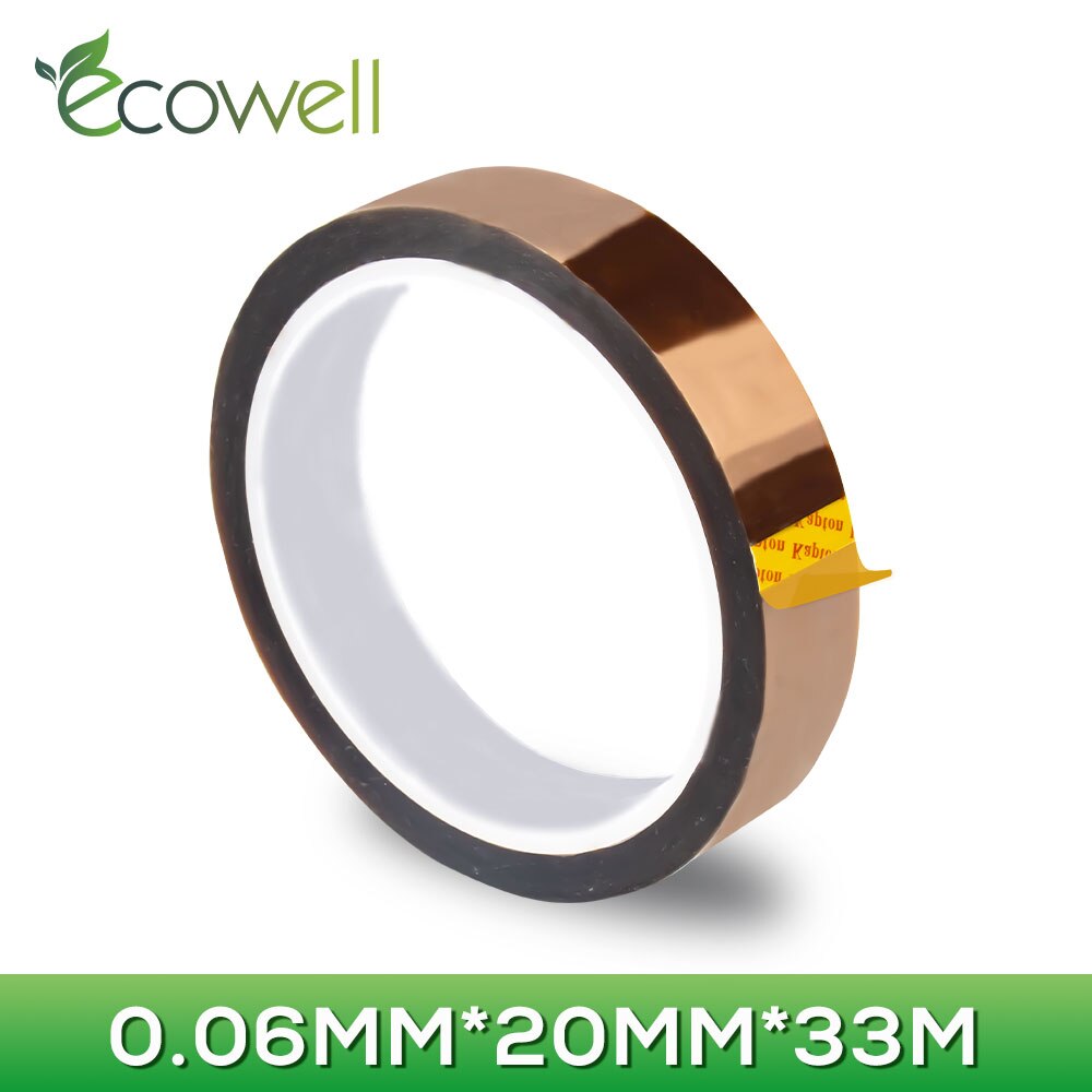 Comprimento 33m da largura 20mm da fita da poliimida de ecowell 1 pces para a fita resistente ao calor de alta temperatura do kapton-tipo para a indústria eletrônica