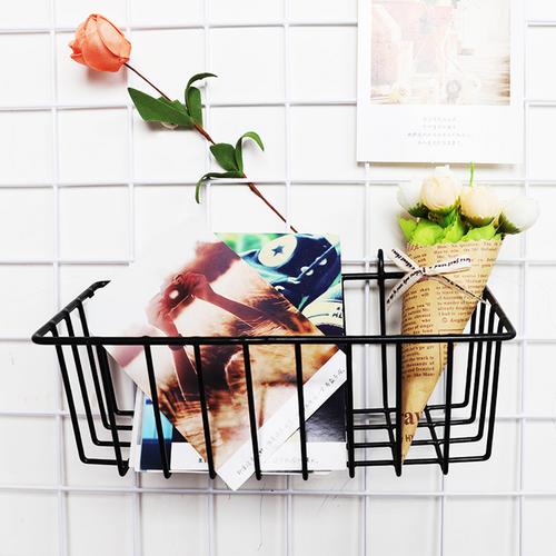 Metal Decorative Storage Basket DIY Grid Flower Pot Hanging Shelf Wall Mounted Iron Frame Hanging Display Rack Home Decoration