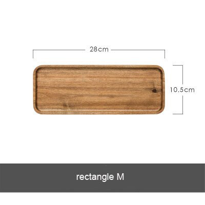 Acacia Square Plate Breakfast Bread Plate Saucer Tea Tray Dessert Dinner Plate Tableware Whole Wood Fruit Dishes: rectangle M