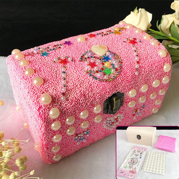 Enfants fait à la main bricolage matériel sac fille en bois massif papeterie boîte boîte à crayons flocon de neige boue bâton perceuse boîte de rangement: M-5