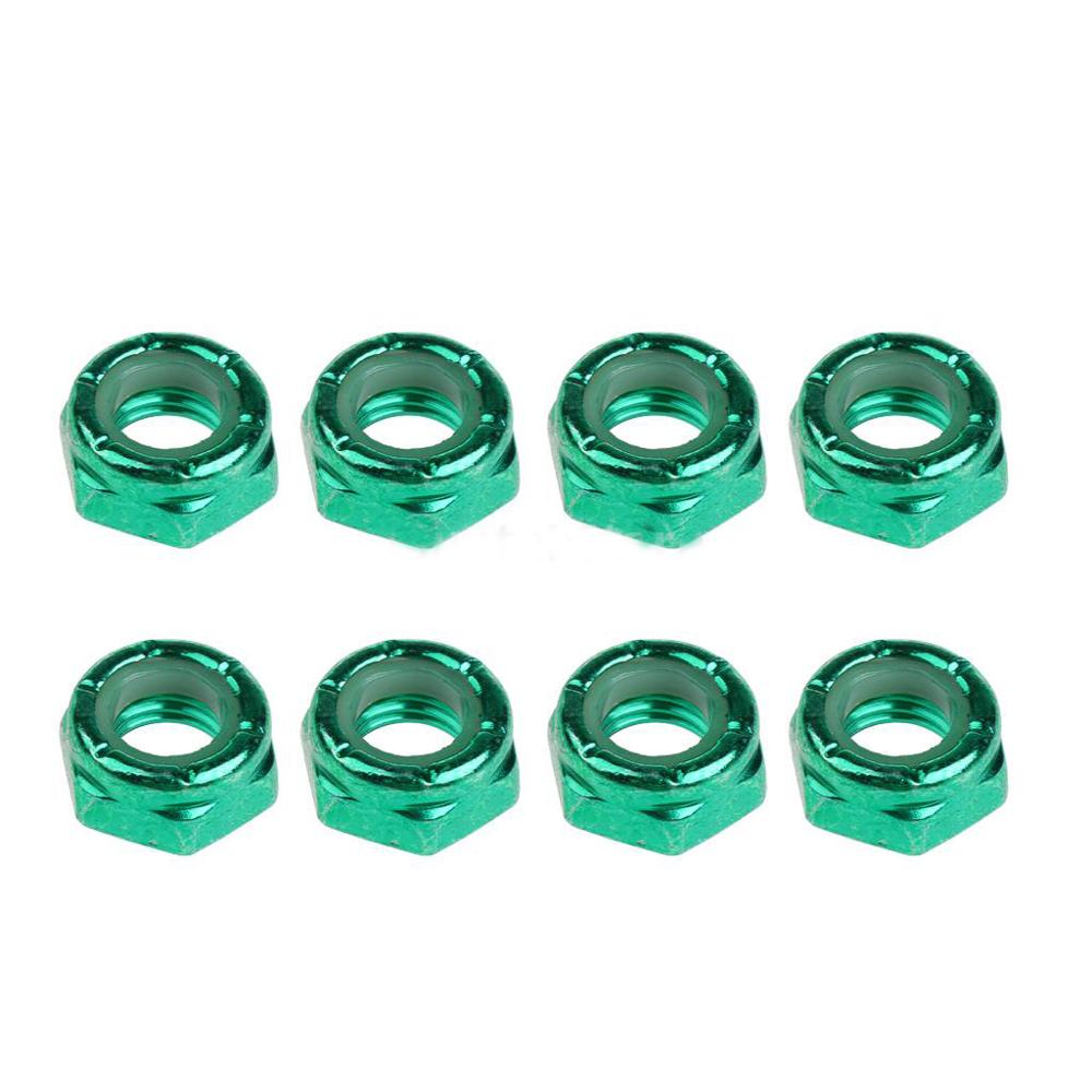 8PCS Colorful SKATEBOARDS Truck Mounting Hardware 4 Axle Nuts Skateboard Trucks Hardware Skateboard Truck Nuts: Green  