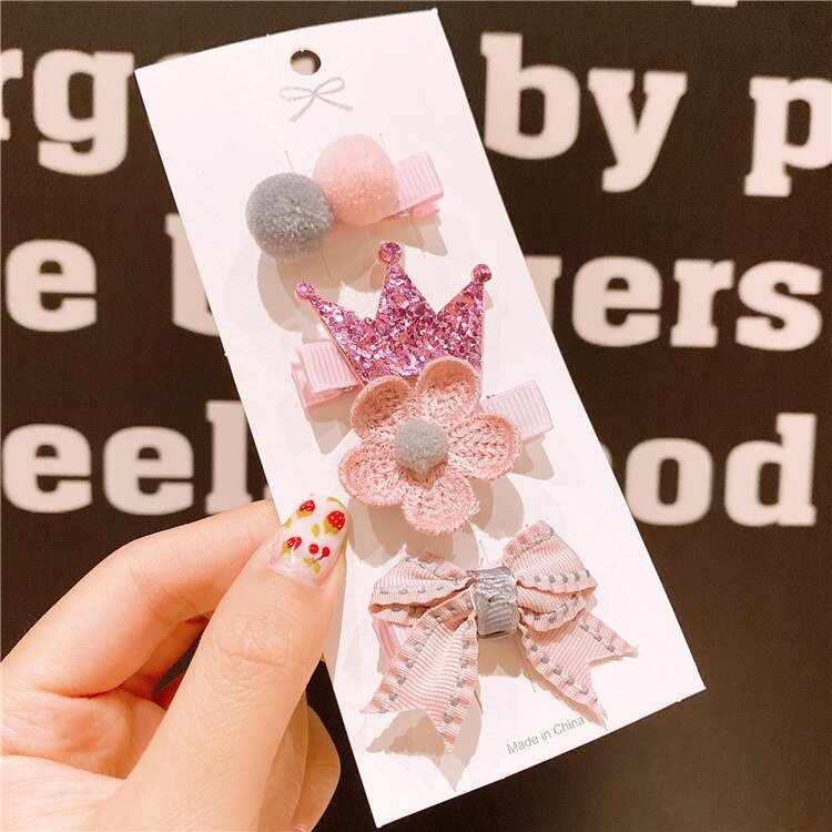 4pcs Children Cute Color Hairclip Girl Hair Accessories Baby Clip Cute Baby Hairpin Baby Girl Accessories Bebe: 3