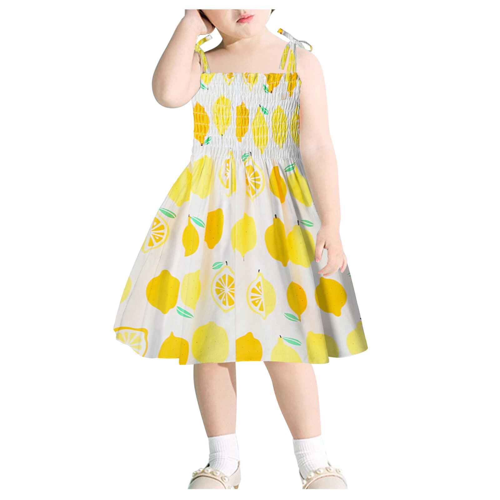 Toddler Baby Kids Girls Clothes Summer Dress Suspenders Lemon Print Summer Beach Dress Casual Clothes Children's Clothing