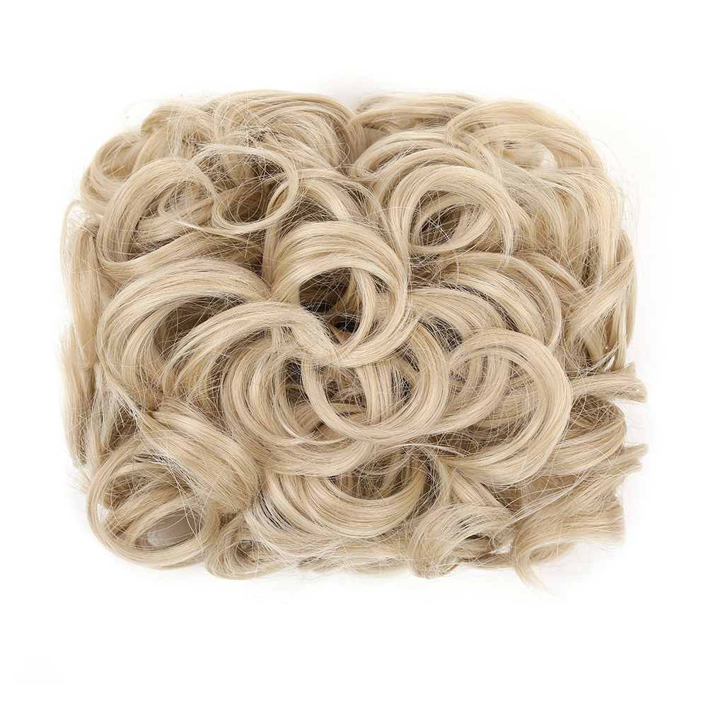 Coque bagunçado coque de cabelo premium sintético encaracolado prato de cabelo pentes de metal em elegante scrunchie bun extensão de cabelo para mulheres: NC/4HL