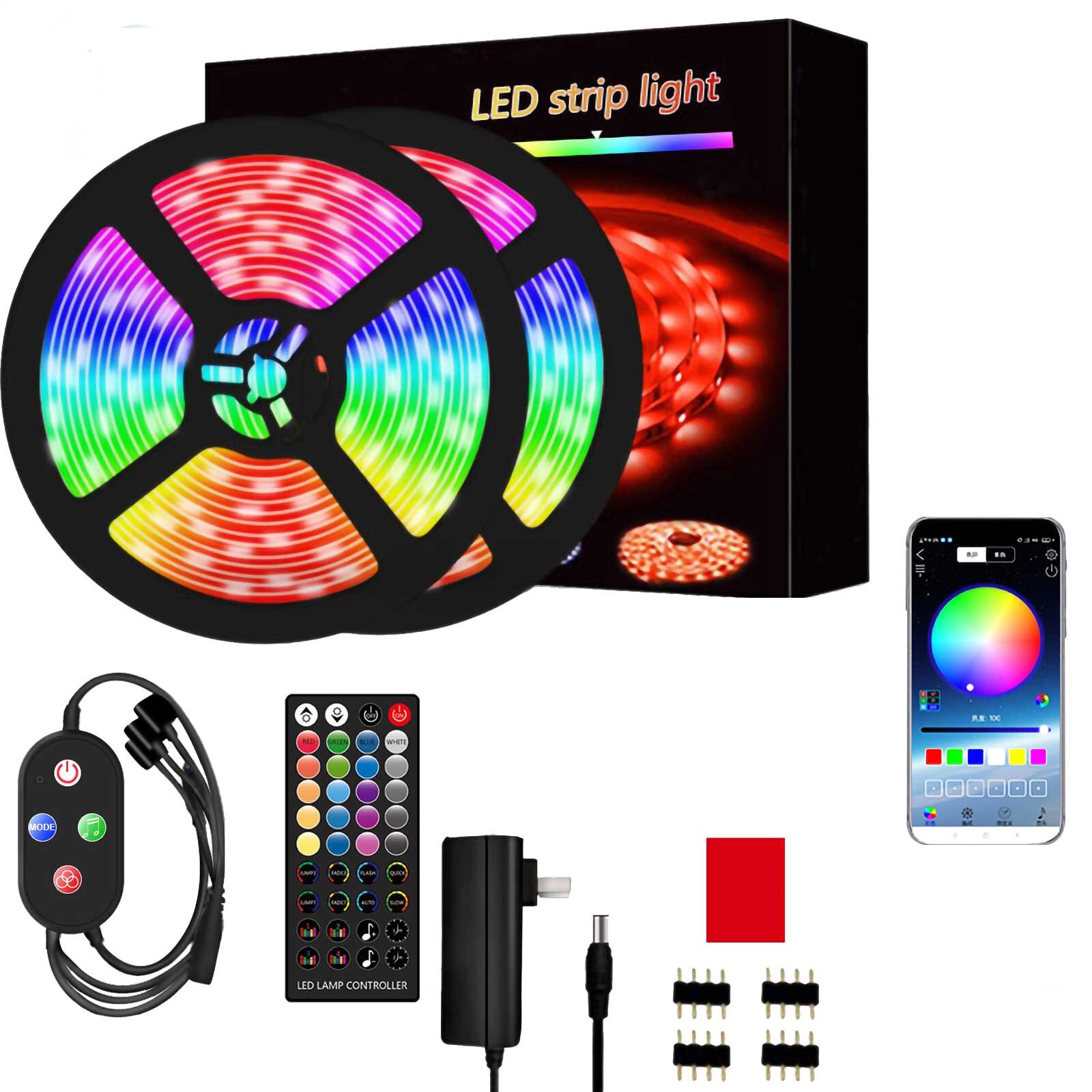 Led Bluetooth Light Belt Set 40-key Bluetooth Light Belt Set Rgb Light Belt Remote Control Flexible Waterproof Tape Dio #YG
