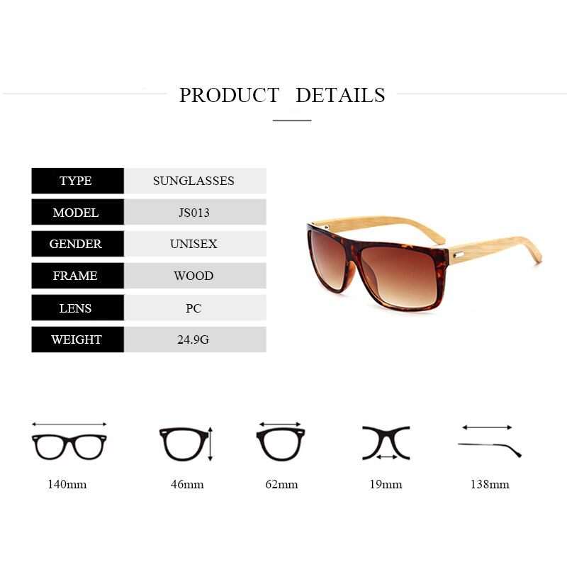 Jsooyan Wooden Frame Sunglasses Men Women Driving Eyewear Vintage UV400 Sun Glasses Shades lunette oculo