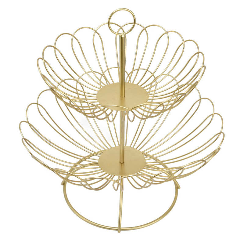 Goud Fruit Mand Geometrische 2 Tier Fruitschaal Grote Capaciteit Voor Home Decoratie