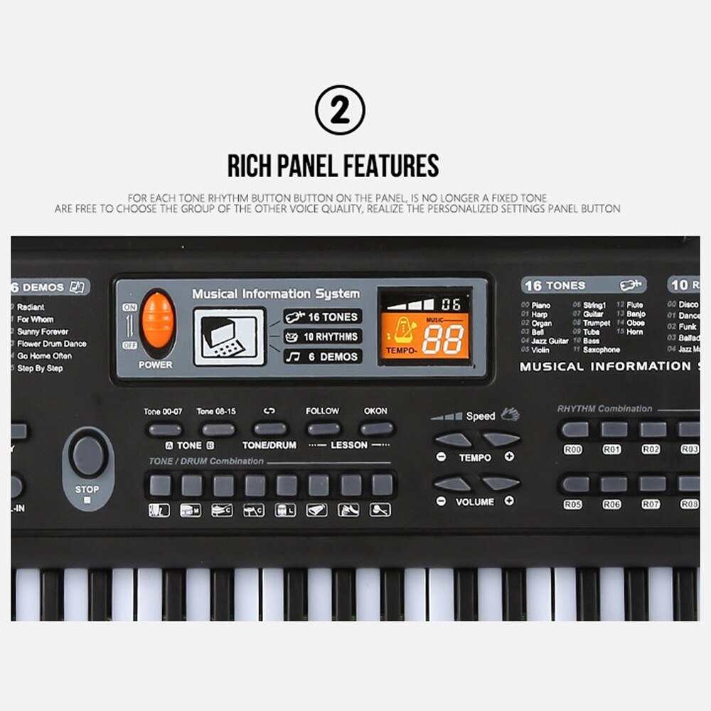 61 Keys Black Digital Music Electronic Keyboard Key Board Electric Piano Kids Musical Instrument Keyboard Instruments