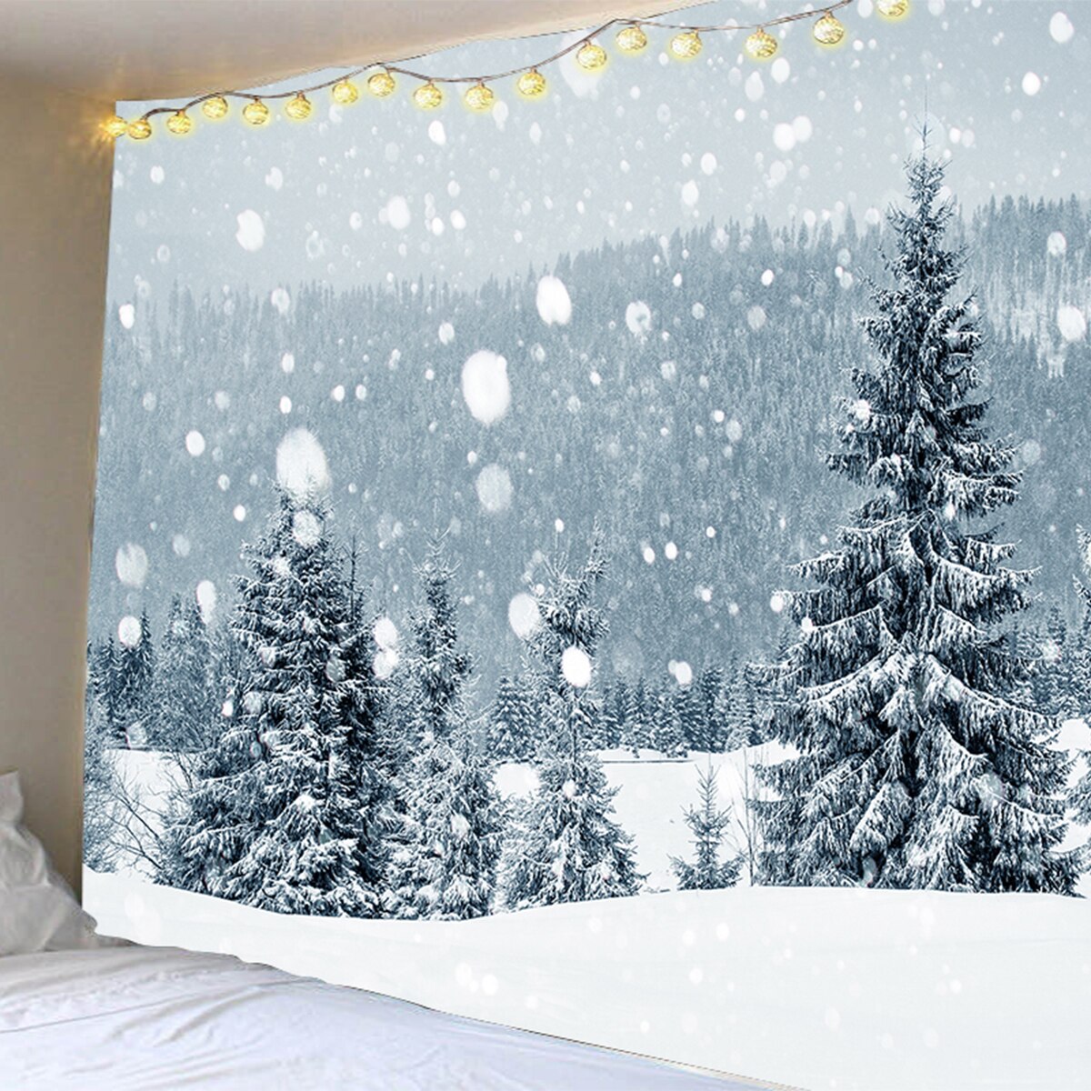 Wall Hanging Tapestry Merry Christmas Reindeer Fireplace Landscape Tapestry for Bedroom Wall Tapestries Mandala Wall Art Decor: 3