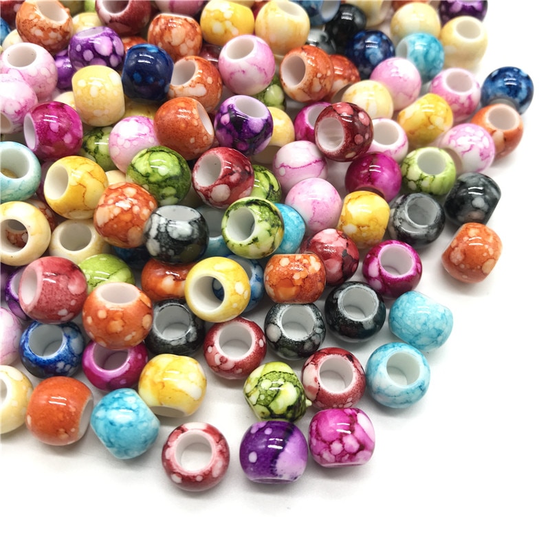 30 unidades/lote de cuentas redondas de agujero grande de 10mm para la fabricación de joyas, cuentas acrílicas, joyería cuentas sueltas Multicolor, accesorio DIY: 12