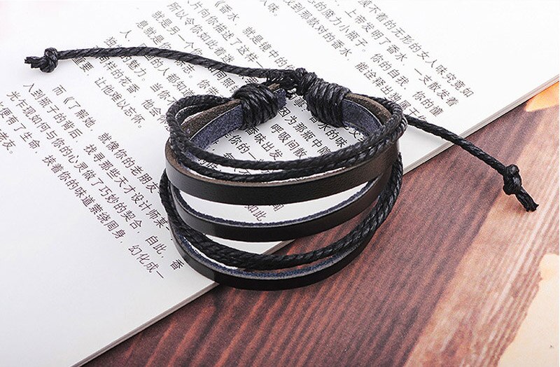 Modyle Leather Bracelets & Bangles for Men and Women Black and Brown Braided Rope Man Jewelry