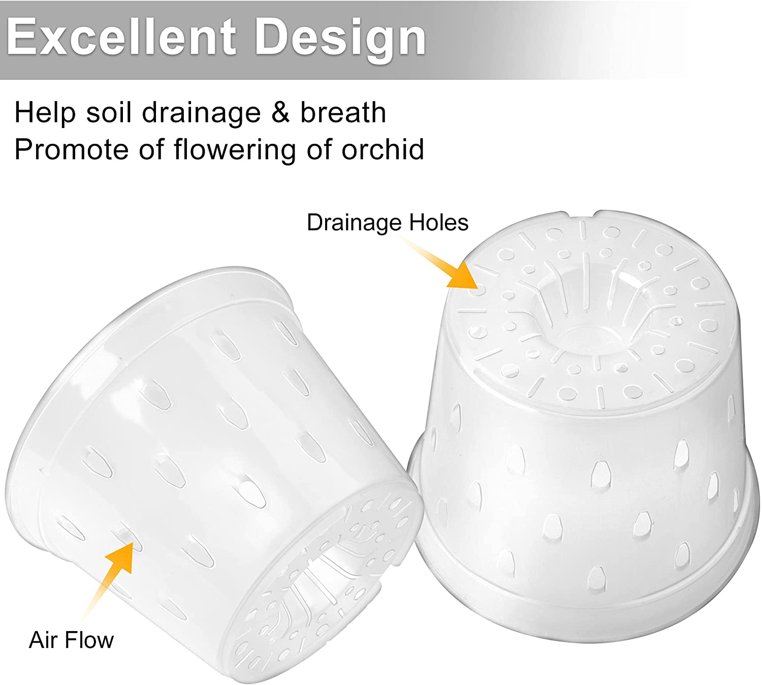 Maceta transparente para orquídeas, macetas de plástico para Control de raíces con agujeros, contenedor transpirable para crecimiento de plantas, suministros de jardín, 5 uds.