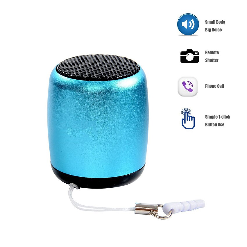 Mini metalen draadloze bluetooth speaker draagbaar klein zakformaat met selfie afstandsbediening subwoofer linttweeter