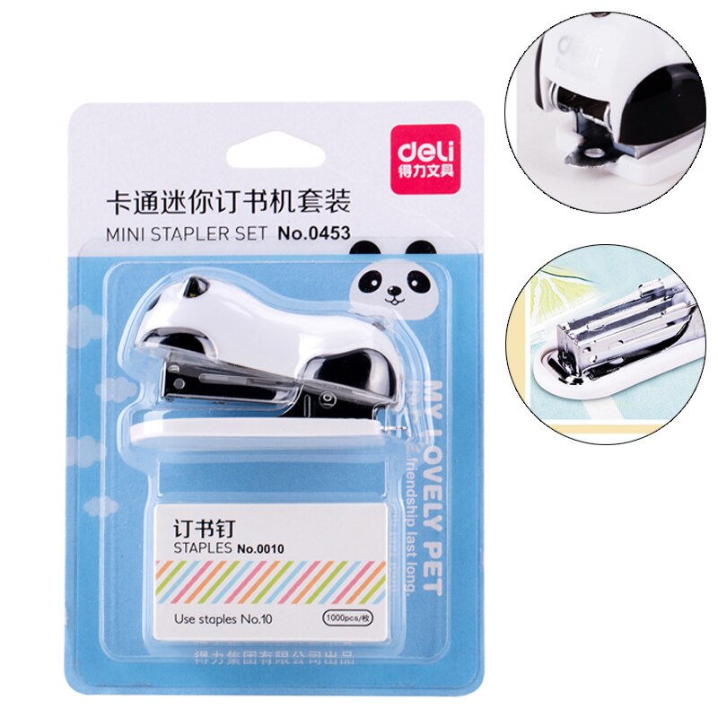 Child Stapler Deli panda stapler. Mini Small Student Binding Cut... – Grandado