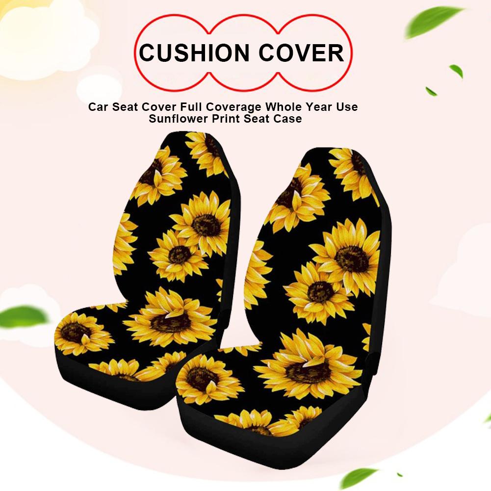 Renewold Auto Bekleding 2 Stuks Voor Stoelhoezen Set Gele Zonnebloem Afdrukken Universele Fit Drive Deat Covers Voorstoel cover